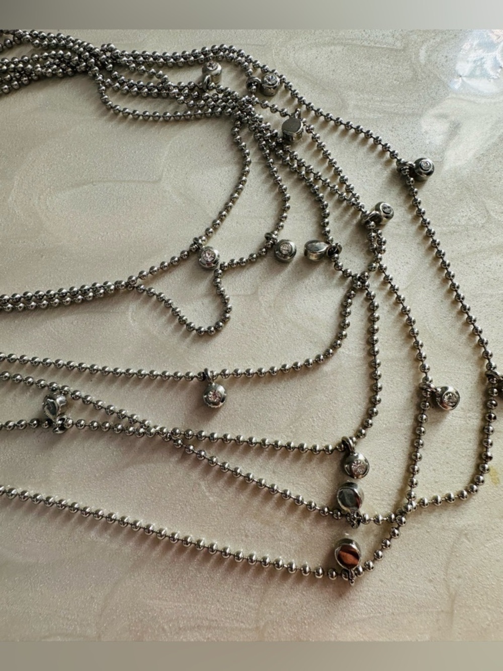 Kenneth Cole Multi-Strand, Silver-tone Ball Chain Necklace. - Picture 9 of 16